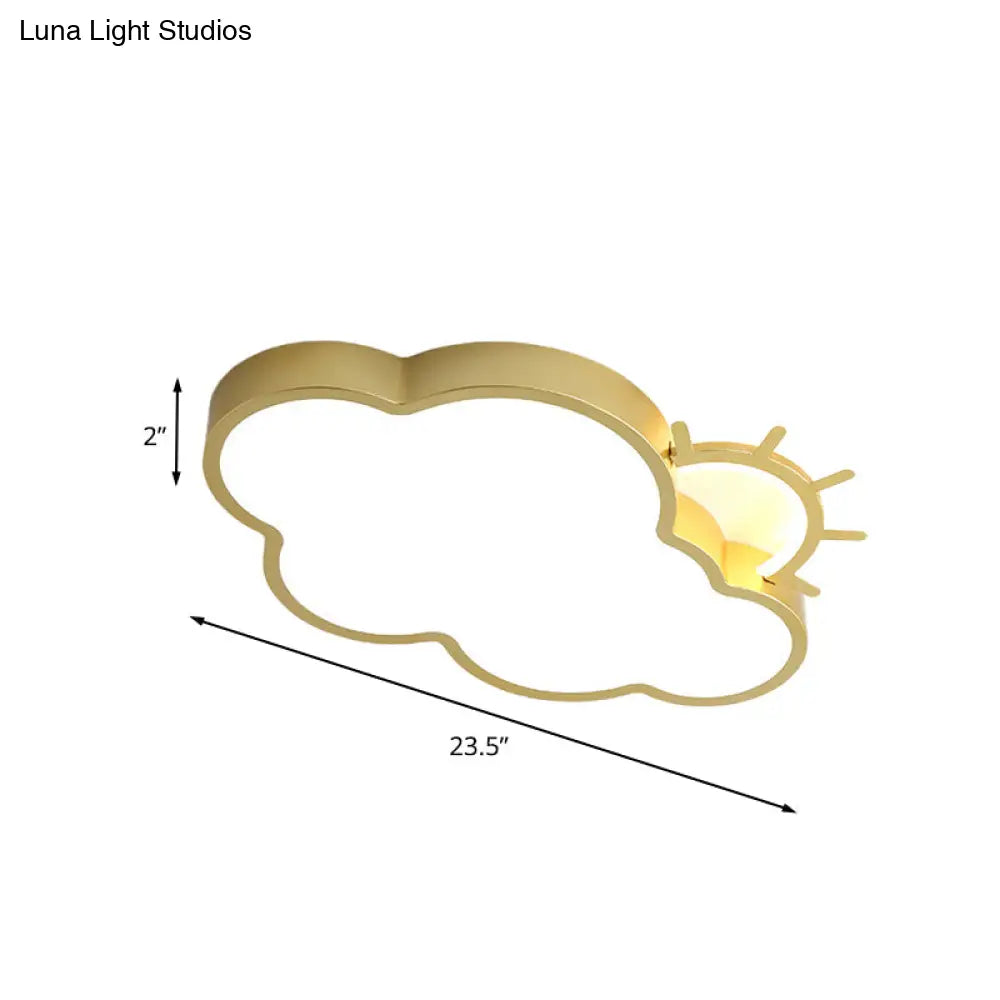 Minimalist Led Acrylic Cloud Flush Mount Lamp In Gold For Bedroom Ceiling