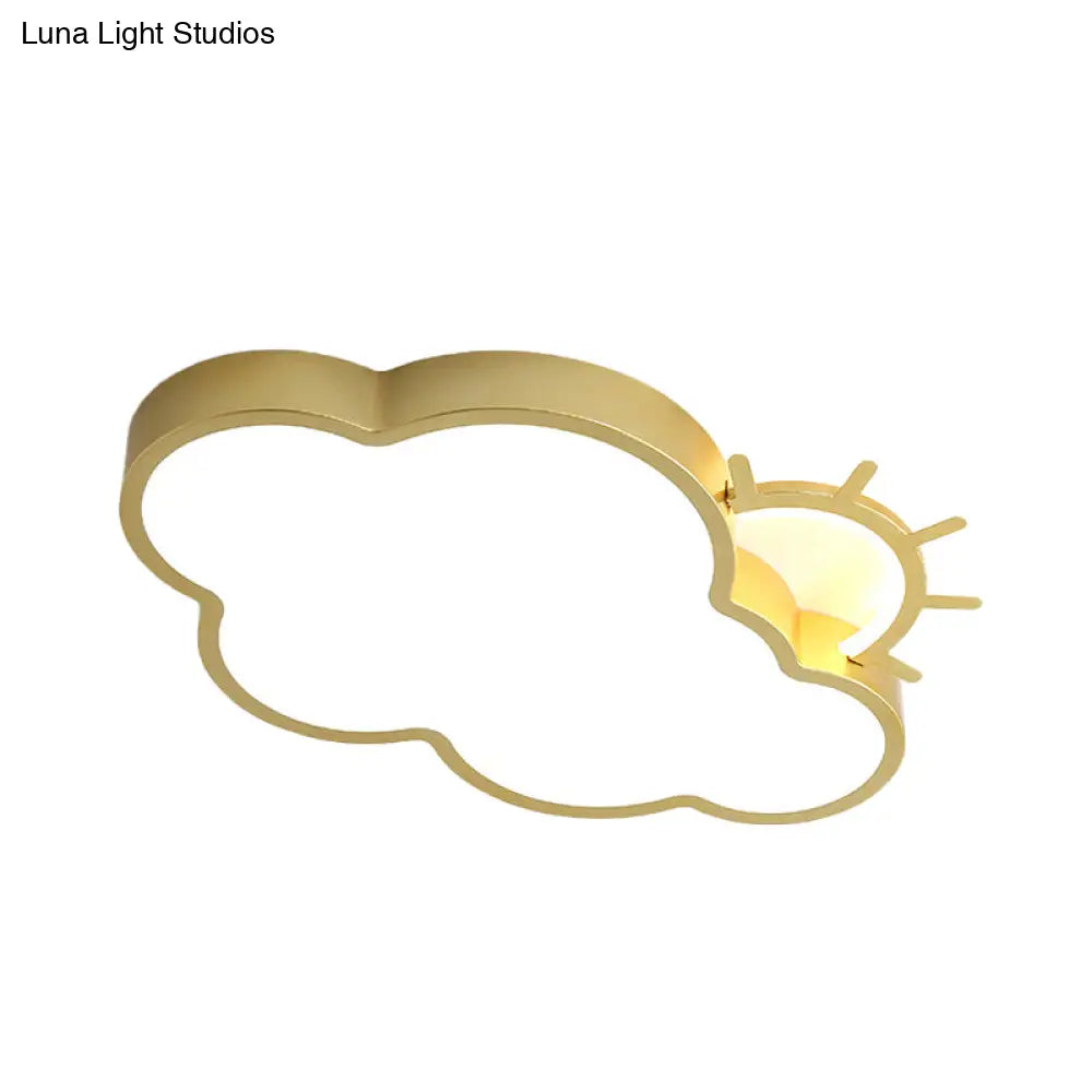 Minimalist Led Acrylic Cloud Flush Mount Lamp In Gold For Bedroom Ceiling