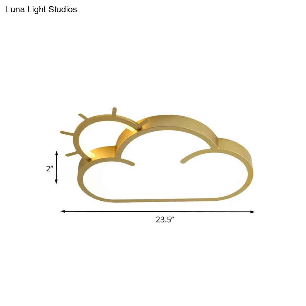 Minimalist Led Acrylic Cloud Flush Mount Lamp In Gold For Bedroom Ceiling