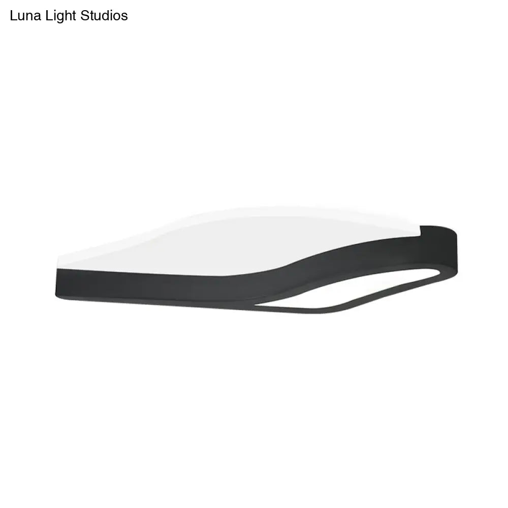 Minimalist Led Acrylic Flush Mount Light In Black Wave Design Warm/White - Close To Ceiling Lamp