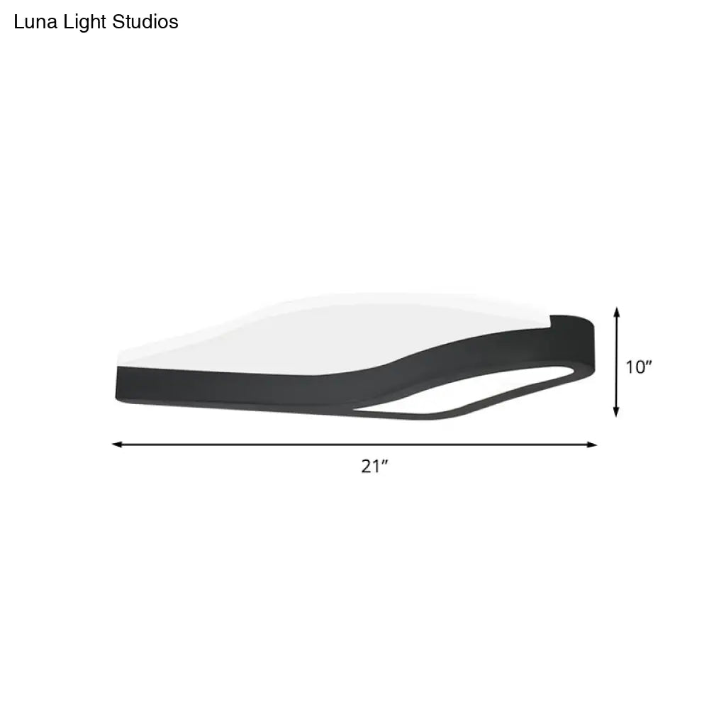 Minimalist Led Acrylic Flush Mount Light In Black Wave Design Warm/White - Close To Ceiling Lamp