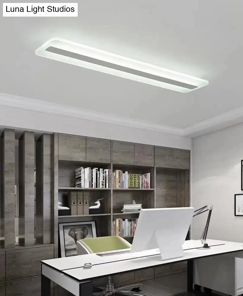 Minimalist Led Acrylic Linear Flush Mount Ceiling Light - White