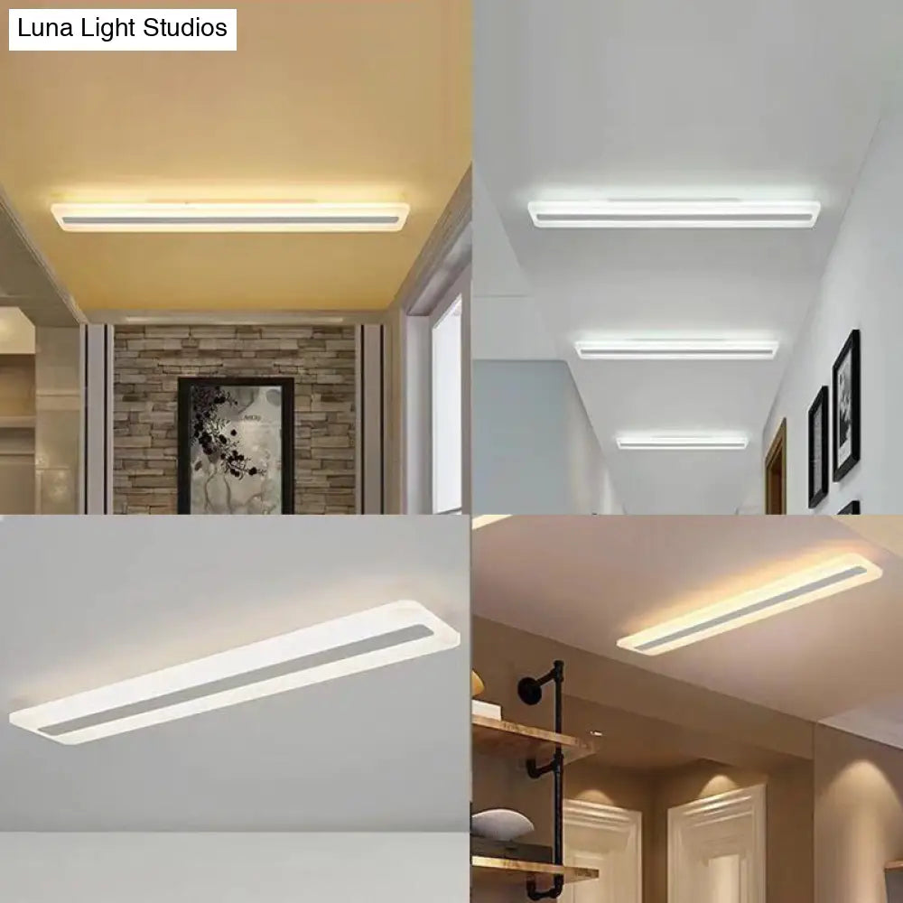 Minimalist Led Acrylic Linear Flush Mount Ceiling Light - White