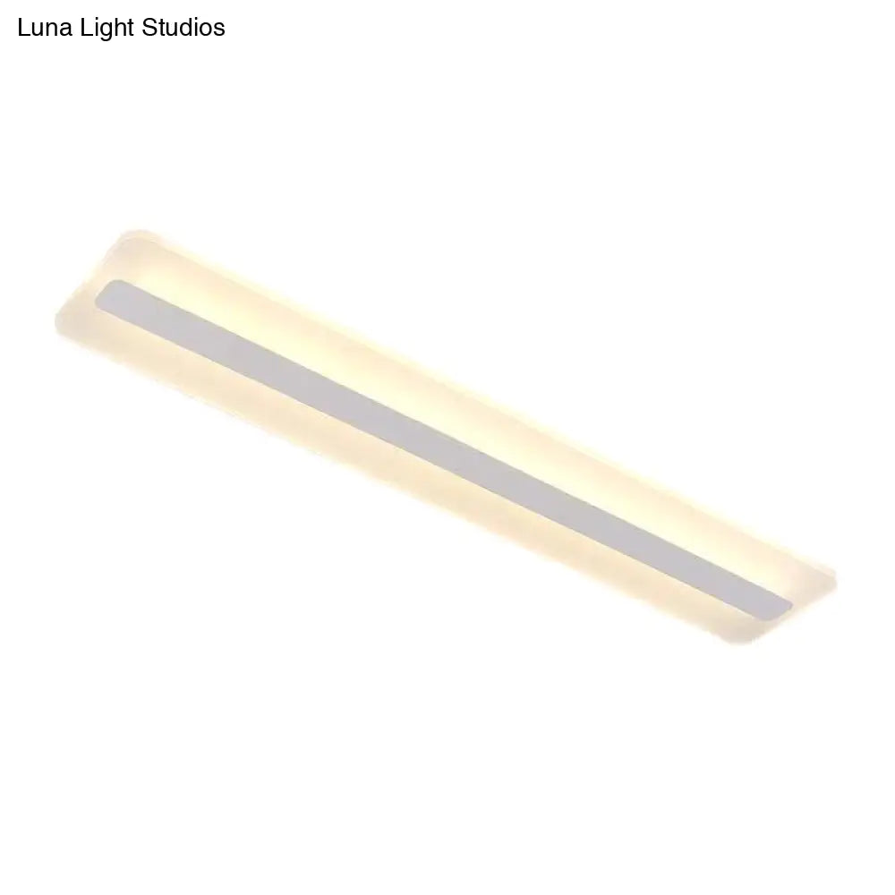 Minimalist Led Acrylic Linear Flush Mount Ceiling Light - White