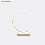 Minimalist Led Bedroom Table Lamp In Black/White With C-Shape Metallic Shade