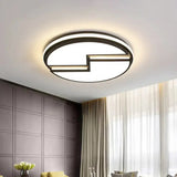 Minimalist Led Black Ceiling Light Acrylic Round Cracked Flush Mount Lamp (White/3 Color Light) For