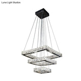 Minimalist Led Black Crystal Ceiling Chandelier Pendant Light Fixture