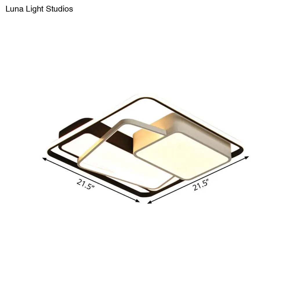 Minimalist Led Ceiling Lamp In Black Geometric Design With Acrylic Shade - Warm/White Light