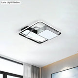 Minimalist Led Ceiling Lamp In Black Geometric Design With Acrylic Shade - Warm/White Light