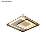 Minimalist Led Ceiling Lamp In Black - Triple-Round/Square/Rectangle Flush Mount Light With Acrylic