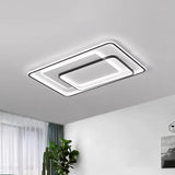 Minimalist Led Ceiling Lamp In Black - Triple-Round/Square/Rectangle Flush Mount Light With Acrylic