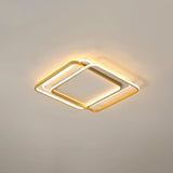 Minimalist Led Ceiling Lamp In Gold: Double Square/Rectangle Flush Mount | Warm & White Light