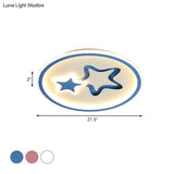 Minimalist Led Ceiling Light - White/Blue Star Flush Mount For Living Room