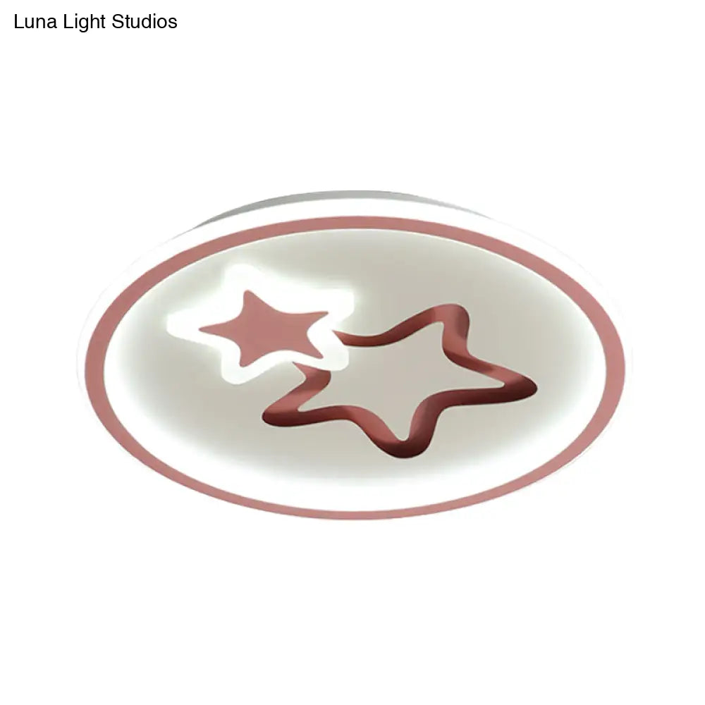 Minimalist Led Ceiling Light - White/Blue Star Flush Mount For Living Room