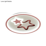 Minimalist Led Ceiling Light - White/Blue Star Flush Mount For Living Room