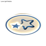 Minimalist Led Ceiling Light - White/Blue Star Flush Mount For Living Room