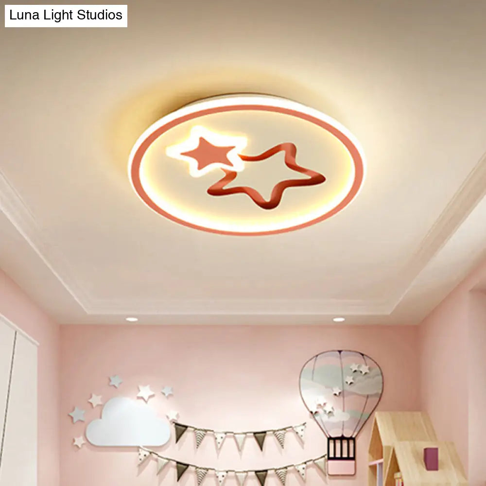 Minimalist Led Ceiling Light - White/Blue Star Flush Mount For Living Room