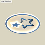 Minimalist Led Ceiling Light - White/Blue Star Flush Mount For Living Room