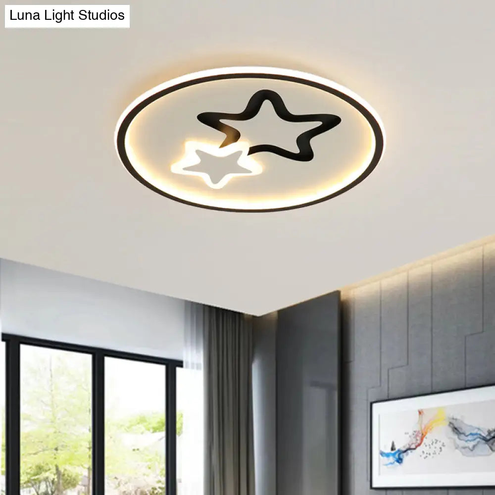 Minimalist Led Ceiling Light - White/Blue Star Flush Mount For Living Room