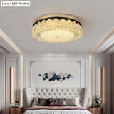 Minimalist Led Ceiling Light With Crystal Shade - Clear Flush Mount For Bedrooms