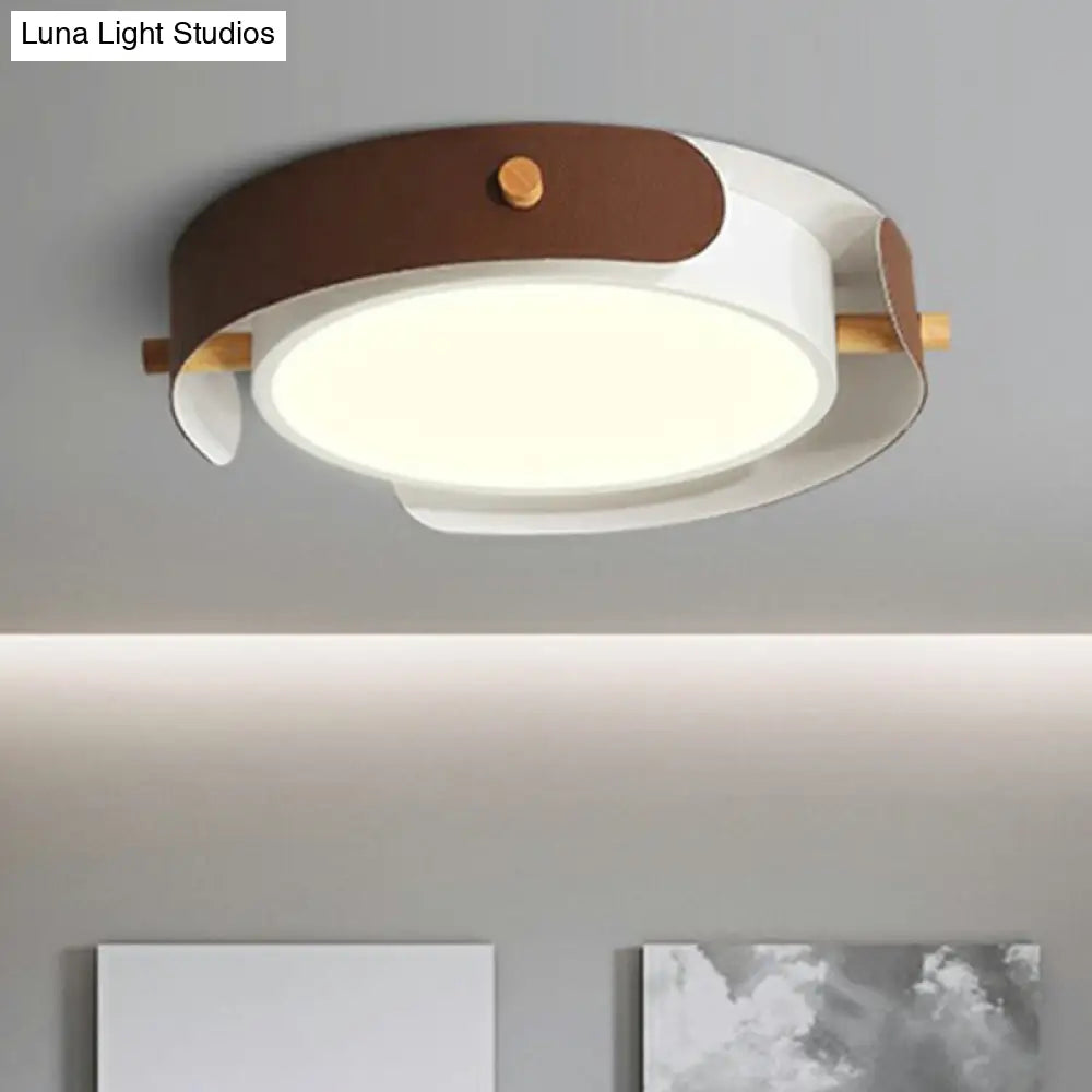 Minimalist Led Ceiling Mount Light - Round Metal Flush Fixture For Bedroom Lighting