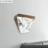Minimalist Led Clear Crystal Sconce Light - Black/Gold Triangle Wall Mount Lighting For Living Room