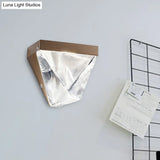 Minimalist Led Clear Crystal Sconce Light - Black/Gold Triangle Wall Mount Lighting For Living Room