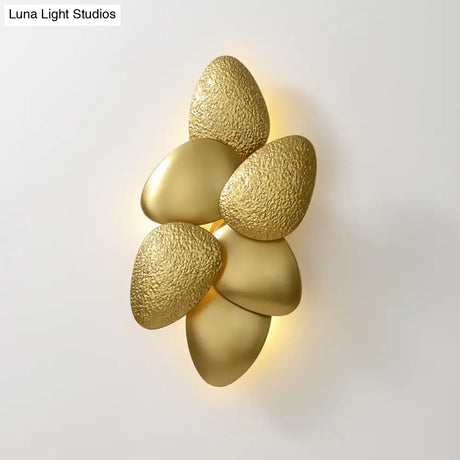 Minimalist Led Cobblestone Wall Light In Brass For Living Room Décor