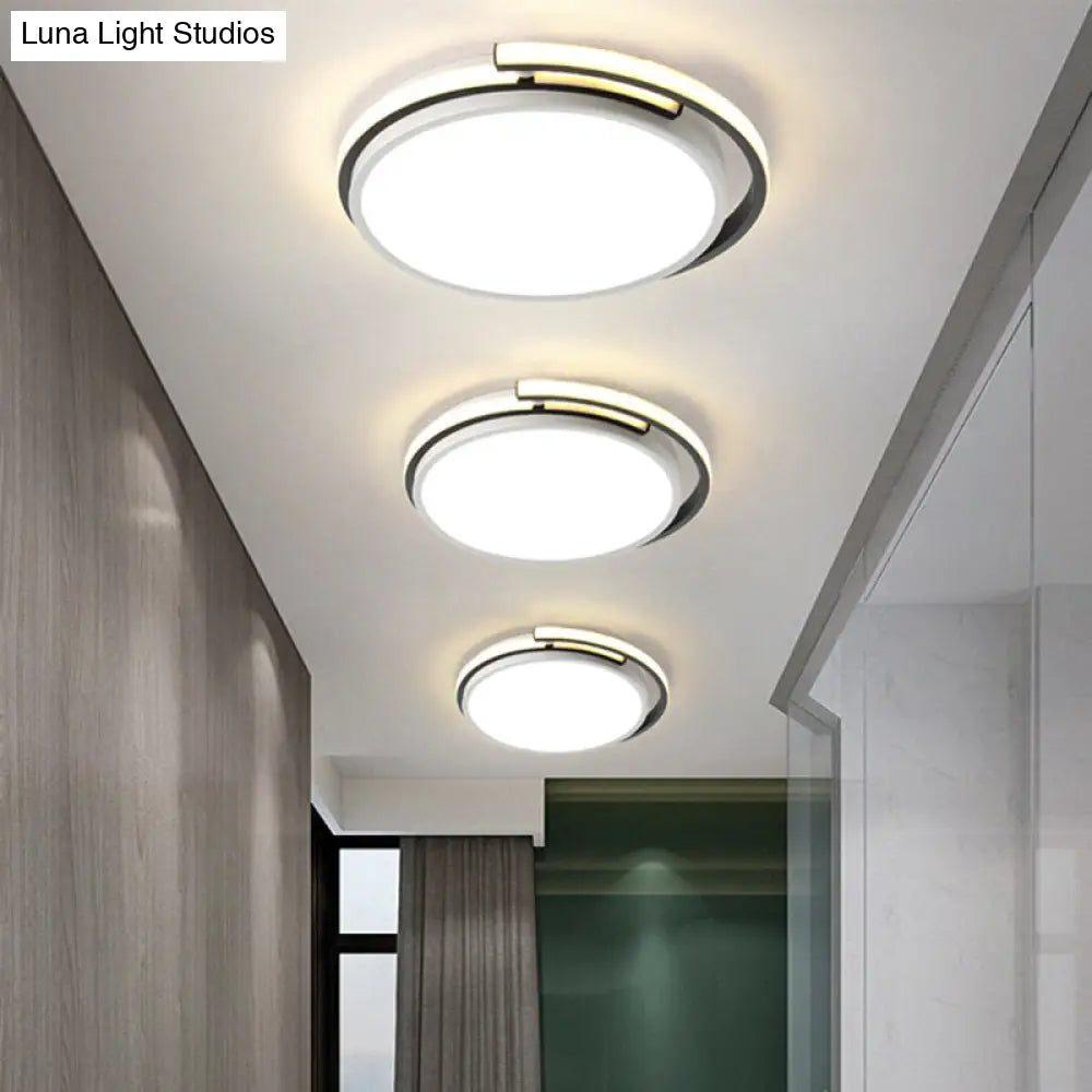 Minimalist Led Corridor Flush Mount Light Fixture - White Lamp With Circular Acrylic Shade