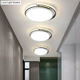 Minimalist Led Corridor Flush Mount Light Fixture - White Lamp With Circular Acrylic Shade