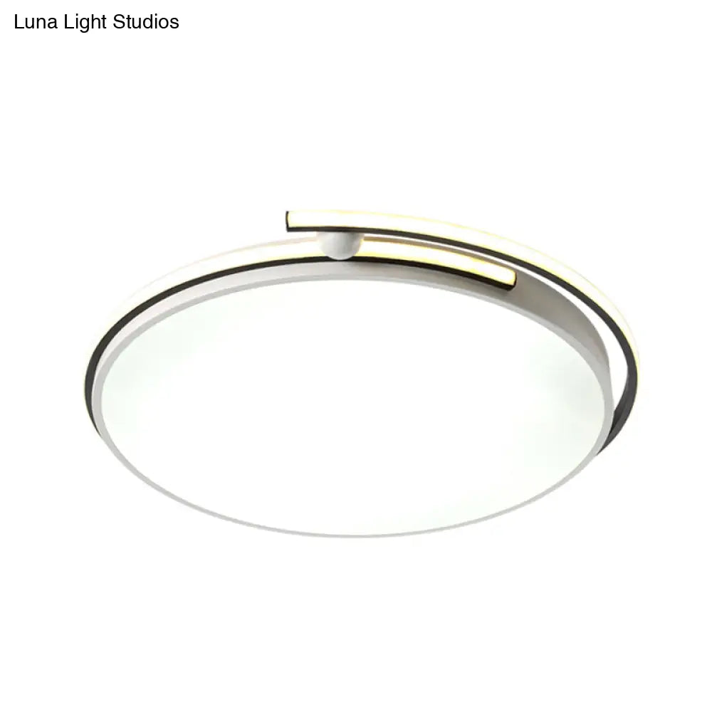 Minimalist Led Corridor Flush Mount Light Fixture - White Lamp With Circular Acrylic Shade