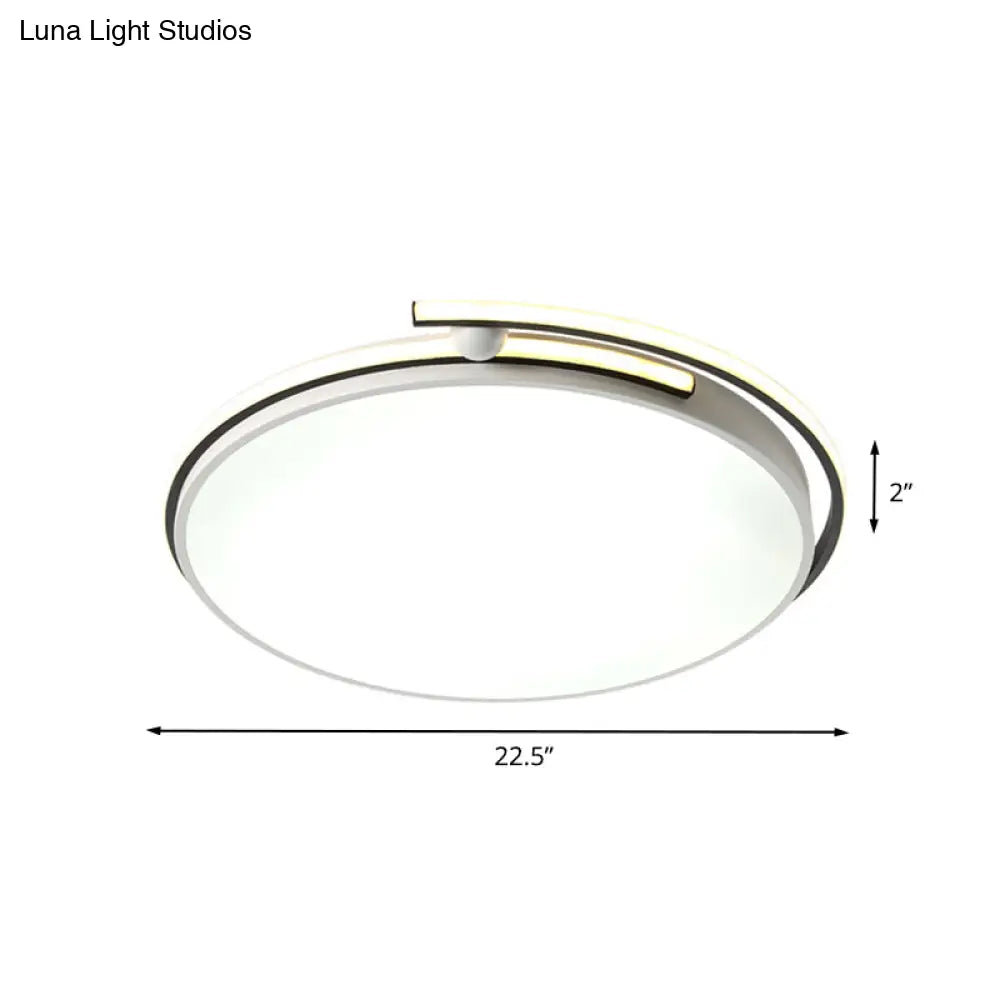 Minimalist Led Corridor Flush Mount Light Fixture - White Lamp With Circular Acrylic Shade