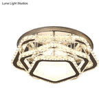 Minimalist Led Crystal Ceiling Fixture - Star Beveled Chrome Semi Flush Mount (Warm/White Light)
