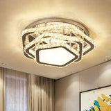 Minimalist Led Crystal Ceiling Fixture - Star Beveled Chrome Semi Flush Mount (Warm/White Light) /