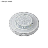 Minimalist Led Crystal Flush Mount Ceiling Lamp With Acrylic Geometry And Floral Pattern