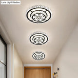 Minimalist Led Crystal Flush Mount Ceiling Lamp With Acrylic Geometry And Floral Pattern