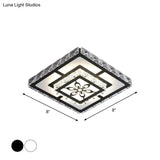 Minimalist Led Crystal Flush Mount Ceiling Lamp With Acrylic Geometry And Floral Pattern