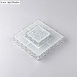 Minimalist Led Crystal Flush Mount Ceiling Lamp With Acrylic Geometry And Floral Pattern