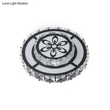 Minimalist Led Crystal Flush Mount Ceiling Lamp With Acrylic Geometry And Floral Pattern