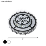 Minimalist Led Crystal Flush Mount Ceiling Lamp With Acrylic Geometry And Floral Pattern