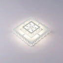 Minimalist Led Crystal Flush Mount Ceiling Lamp With Acrylic Geometry And Floral Pattern White /