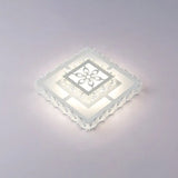 Minimalist Led Crystal Flush Mount Ceiling Lamp With Acrylic Geometry And Floral Pattern White /