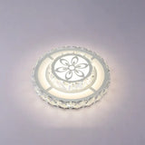 Minimalist Led Crystal Flush Mount Ceiling Lamp With Acrylic Geometry And Floral Pattern White /