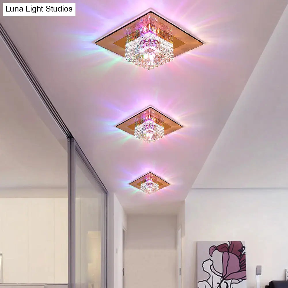 Minimalist Led Crystal Flush Mount For Corridor Lighting