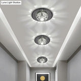 Minimalist Led Crystal Round Flush Mount Lighting For Corridor Spaces