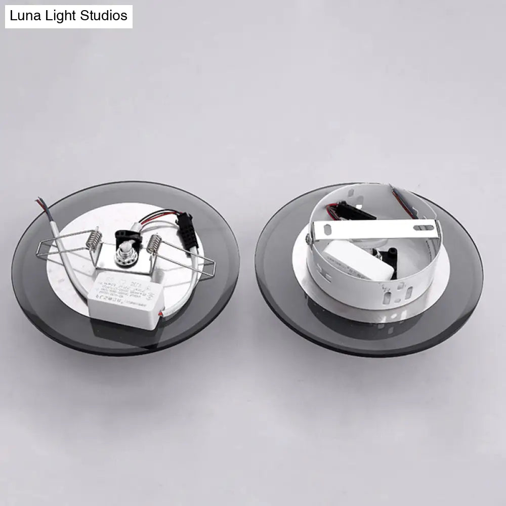 Minimalist Led Crystal Round Flush Mount Lighting For Corridor Spaces