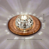 Minimalist Led Crystal Round Flush Mount Lighting For Corridor Spaces Tan / White