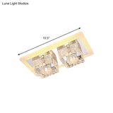 Minimalist Led Double Square Flushmount In Chrome With Crystal Dot Pattern - Warm/White Light For