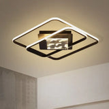 Minimalist Led Flush Ceiling Lamp: Acrylic Square Frame Black Mount Lighting