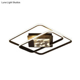 Minimalist Led Flush Ceiling Lamp: Acrylic Square Frame Black Mount Lighting